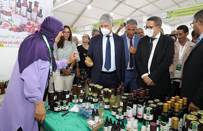 Le ministre de l’Agriculture marocain Mohammed Sadiki lors de l’ouverture du Salon des produits agricoles et alimentaires du terroir d’Agadir jeudi 1er septembre. Photo : MAM